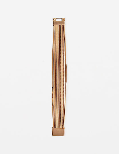 STELLA & GEMMA BRACELET - TAN & GOLD CHAINS