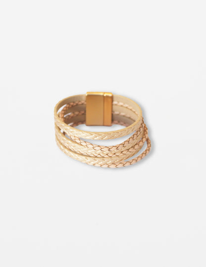 STELLA & GEMMA BRACELET - GOLD & BEIGE PLAITS