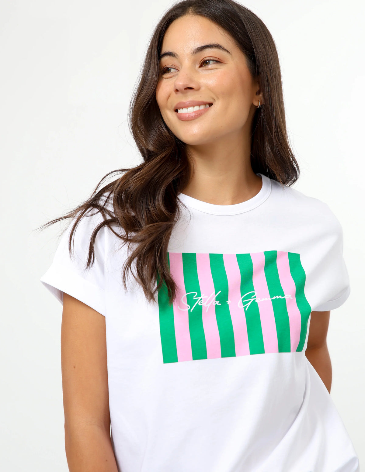 STELLA & GEMMA SOHO CUFF TEE - PICNIC STRIPES