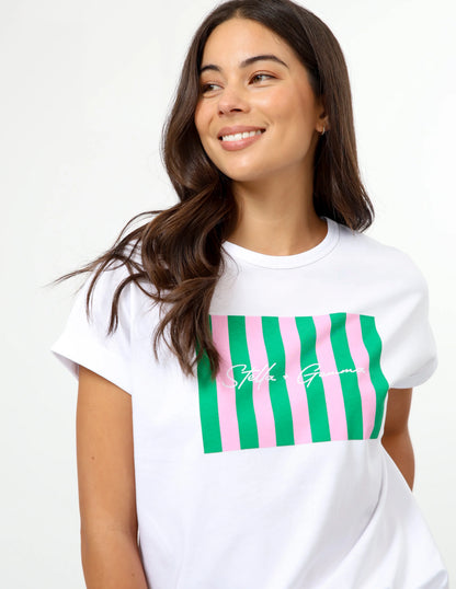 STELLA & GEMMA SOHO CUFF TEE - PICNIC STRIPES