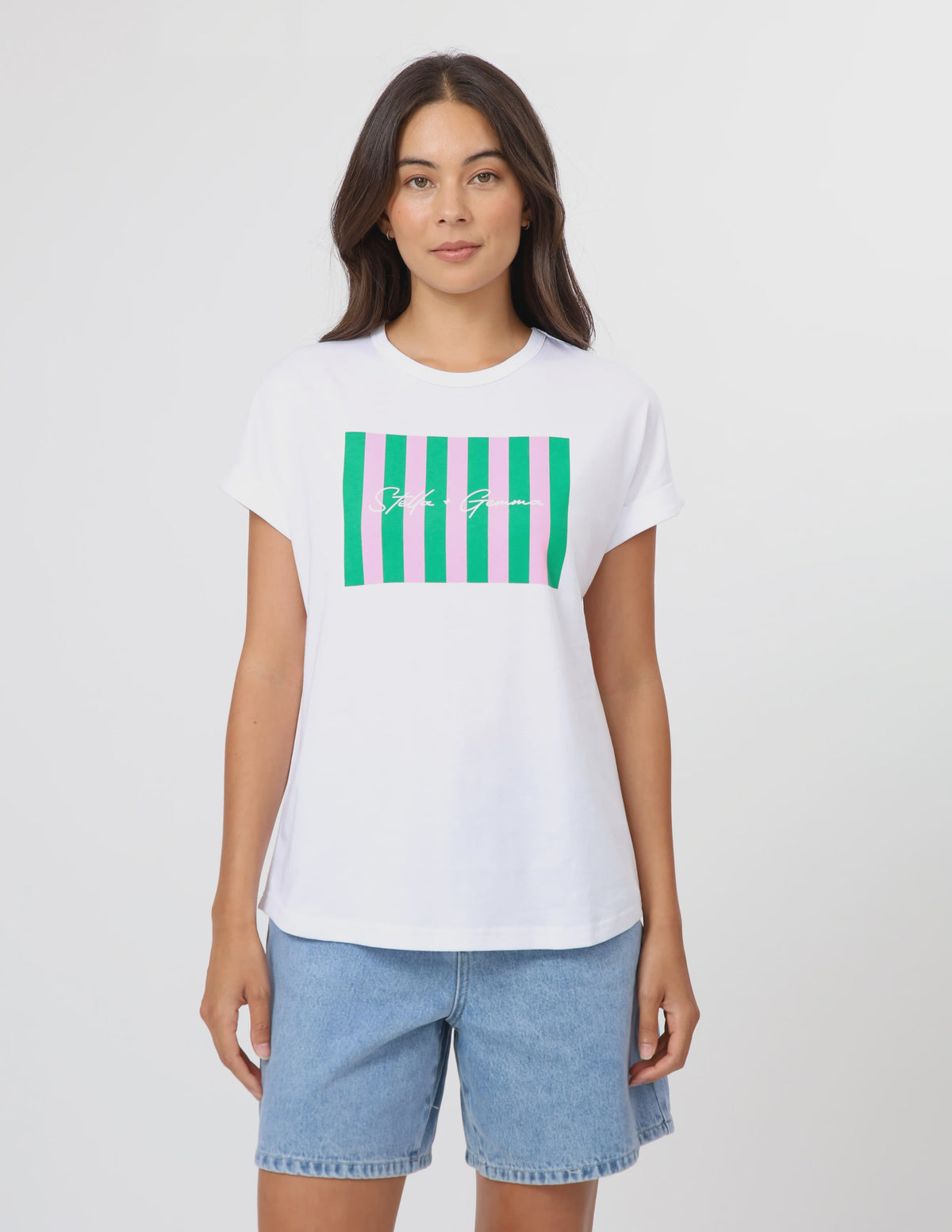 STELLA & GEMMA SOHO CUFF TEE - PICNIC STRIPES