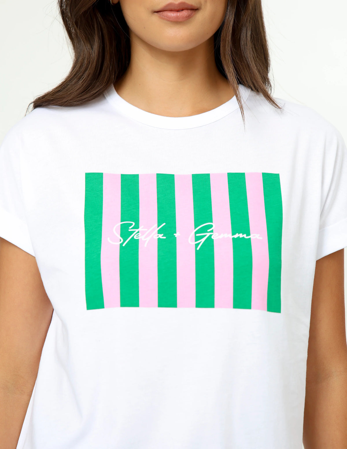 STELLA & GEMMA SOHO CUFF TEE - PICNIC STRIPES