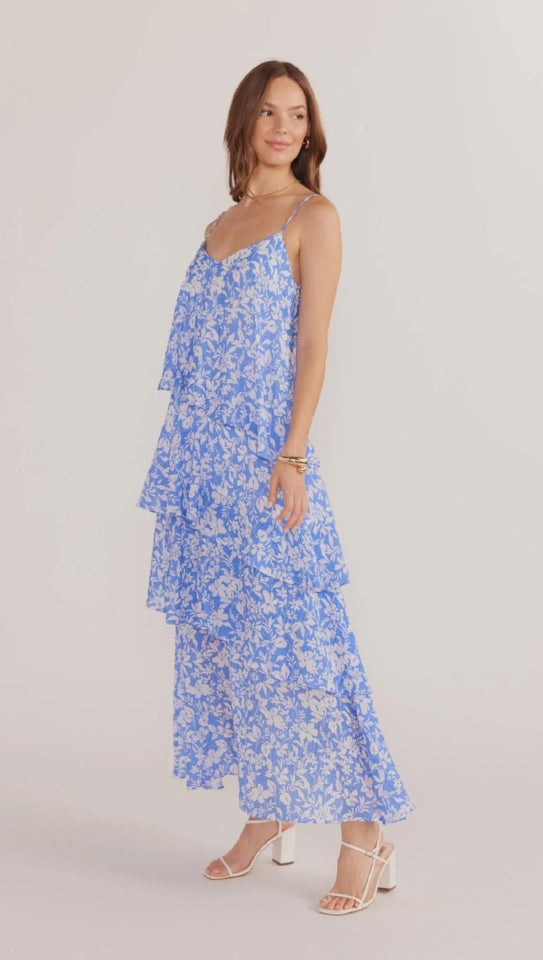 MINK PINK WAVERLY TIERED MIDI DRESS - BLUE/WHITE - MG2404771