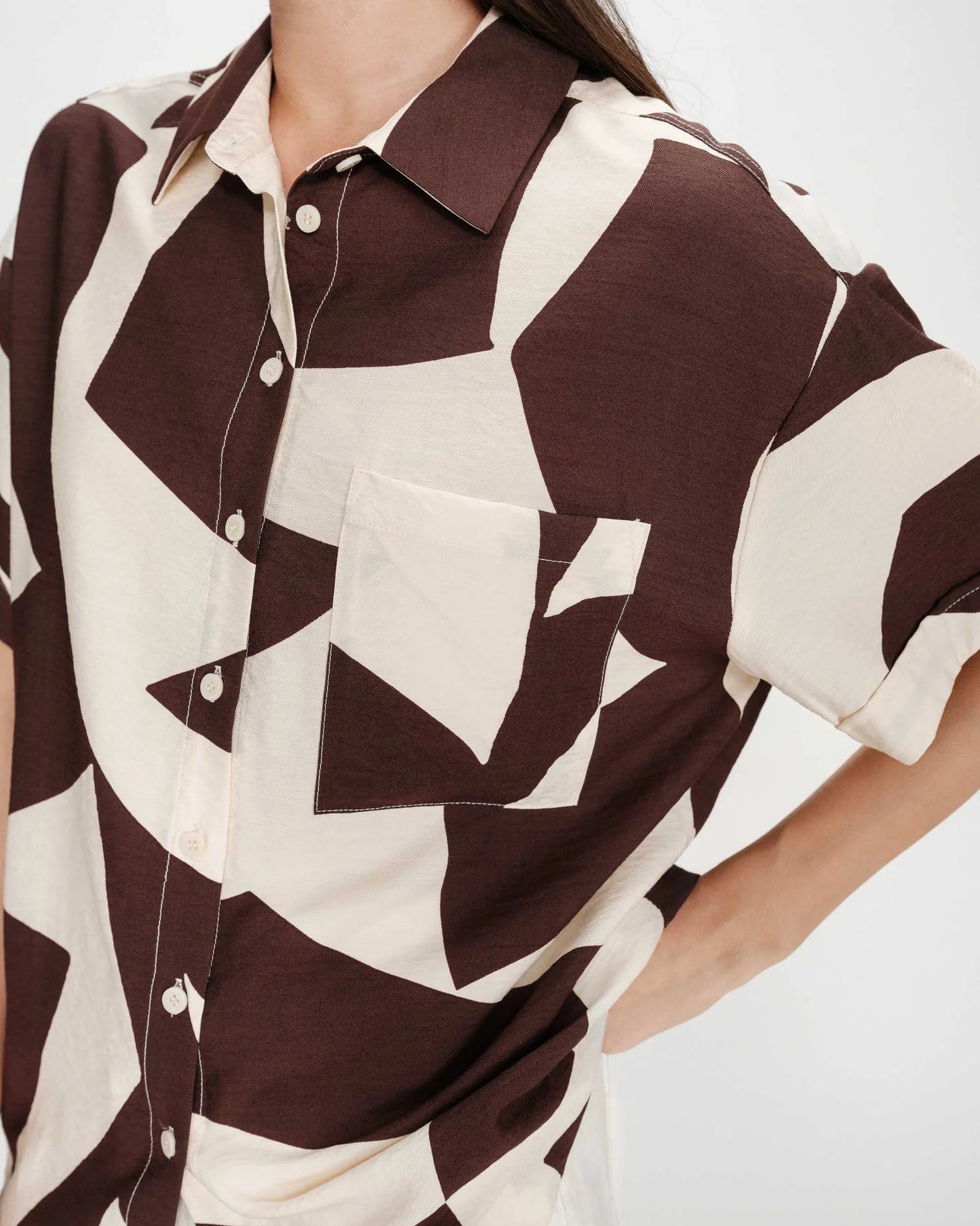 GRACE & MILA VEIL SHIRT - CHOCOLATE
