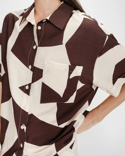 GRACE & MILA VEIL SHIRT - CHOCOLATE