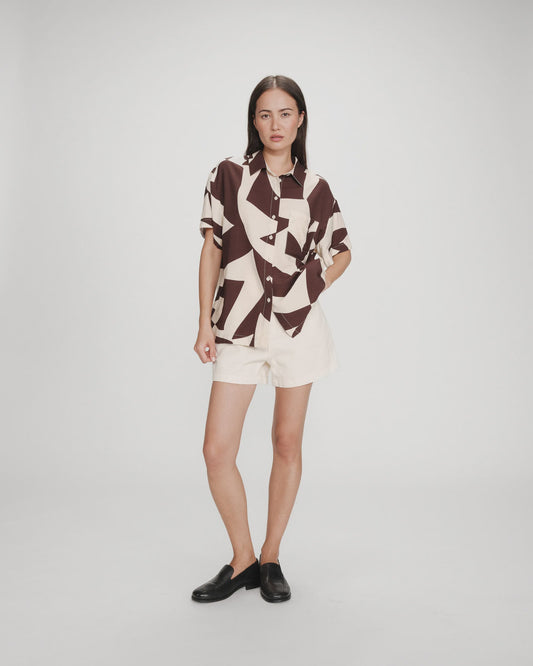 GRACE & MILA VEIL SHIRT - CHOCOLATE