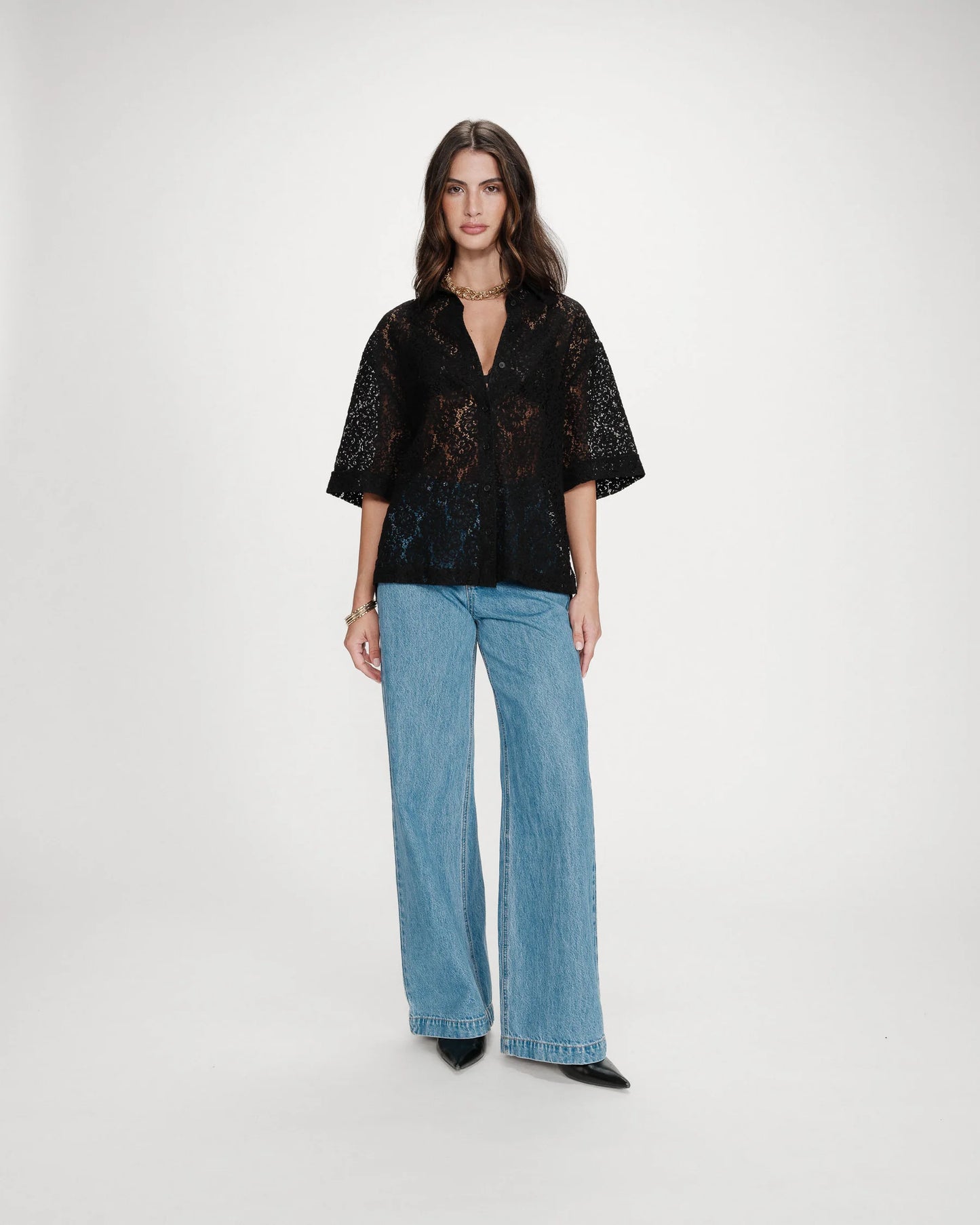 GRACE & MILA VENDEL SHIRT - BLACK