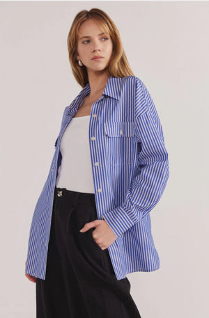 STAPLE THE LABEL PETRA SHIRT - BLUSTRIPE - UT2404408