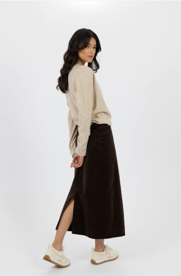 HUMIDITY LIFESTYLE BILLIE CORD SKIRT - COCOA - HW24317