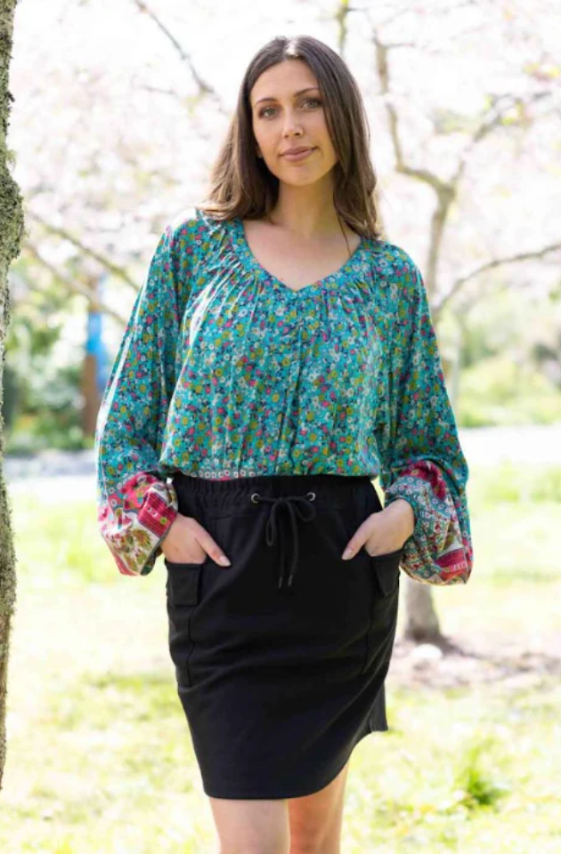 CHARLO LYDIA TOP - BOHO TEAL - CH1B