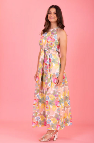 CHARLO POPPY MAXI DRESS - WATERCOLOUR - CH275