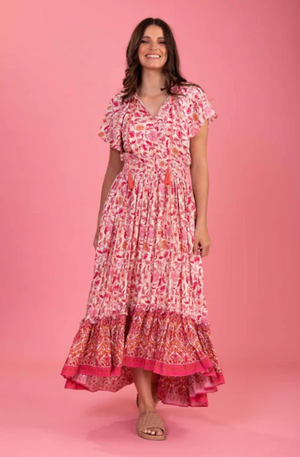 CHARLO ALVIN MAXI DRESS - PINK BOHO - CH398