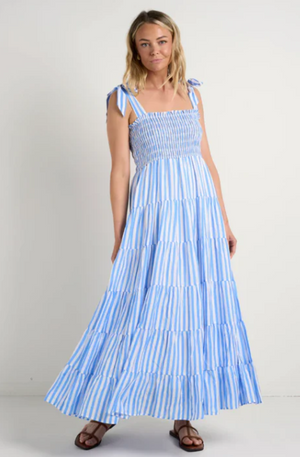 IVY & JACK ISABELLA TIERED MAXI DRESS - BLUE/WHITE STRIPE