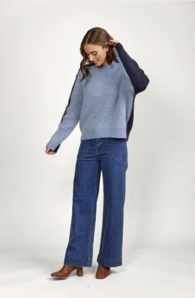 KNEWE TWO TONE SWEATER - SKY BLUE/INK - K2033
