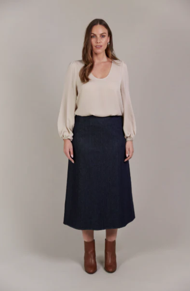 EB & IVE PEPI DENIM MIDI SKIRT - OXFORD - 2583607