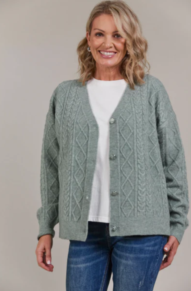 EB & IVE MERANO CROP CARDIGAN - JASPER - 2584105