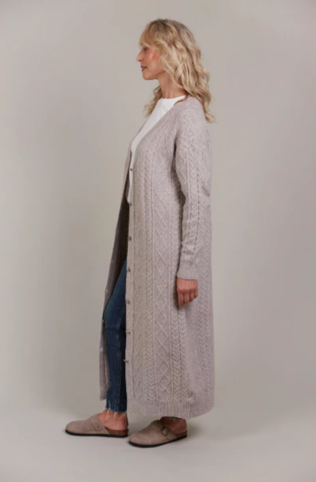 EB & IVE MERANO MAXI CARDIGAN - FLAX - 2584401