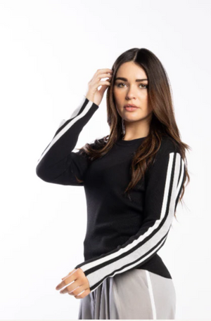 DRAMA THE LABEL - RACER SWEATER - BLACK/PEARL/SILVER - 3077