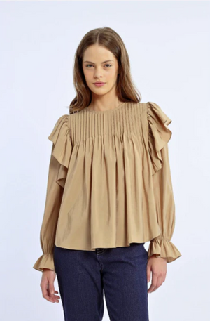 LILI SIDONIO - YOUNG LADIES WOVEN BLOUSE - BEIGE - TLF152CNBEIGE