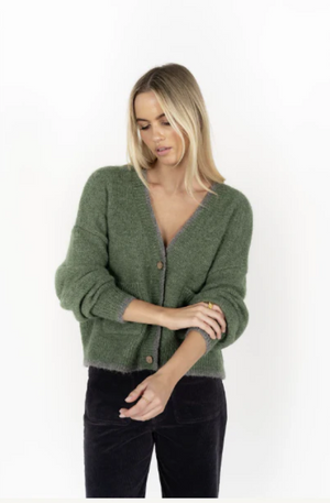 HUMIDITY LIFESTYLE ROMI CARDI - GREEN/GREY - HW25209