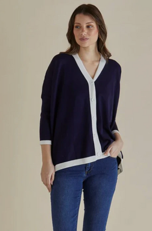 BETTY BASICS HAMPTON CARGIGAN NAVY BB4058NAV