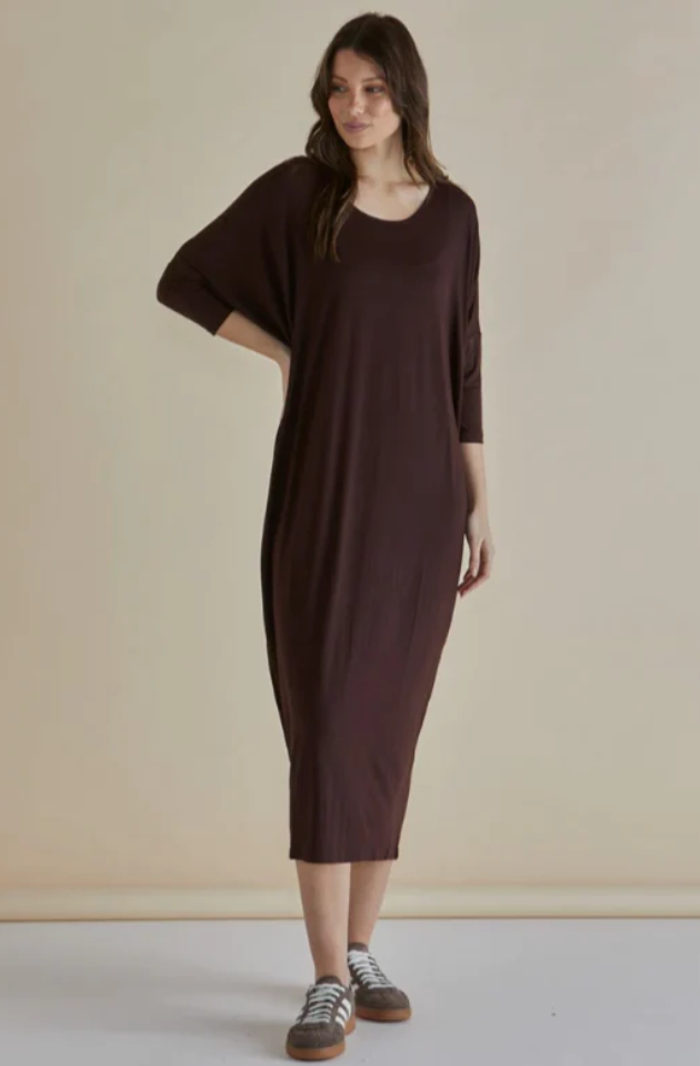 BETTY BASICS MELODY DRESS CHOC BROWN BB5059CHO