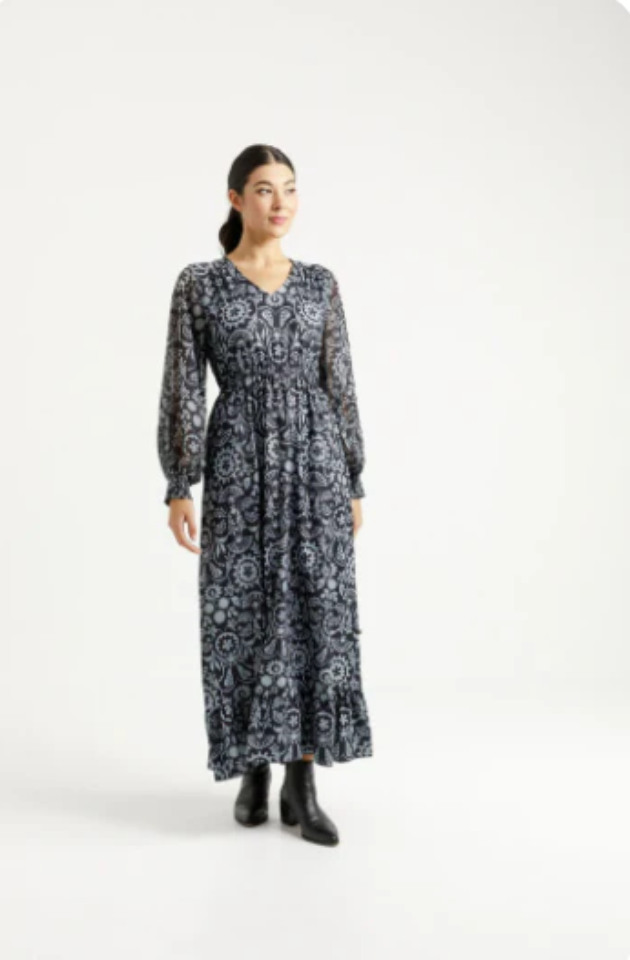 HOME-LEE L/S GRETA DRESS - DAMASK - HLX893 03