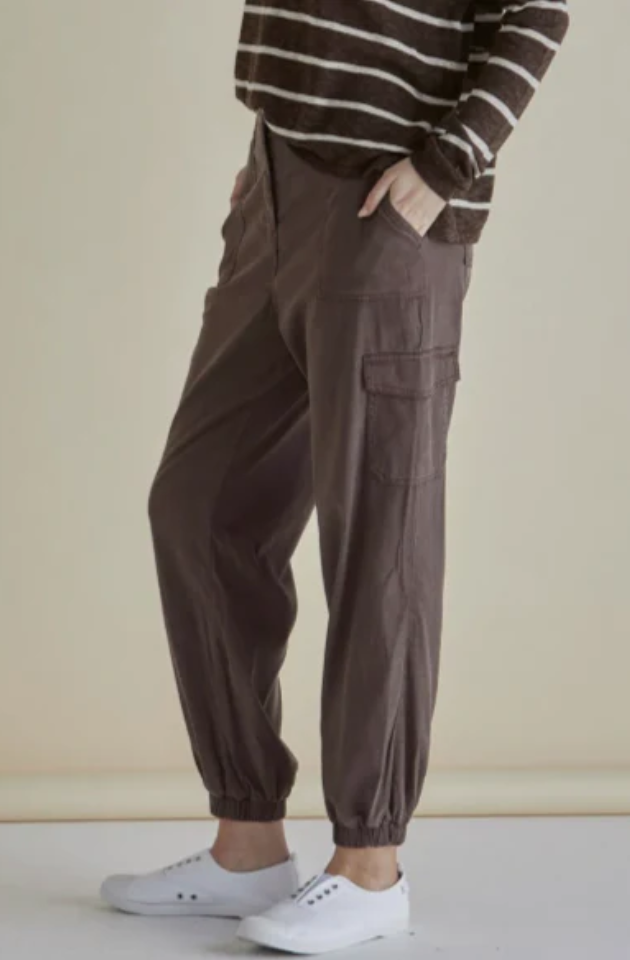 BETTY BASICS LACEY LYOCELL CARGO JOGGER - BROWN - BB8375-BRO
