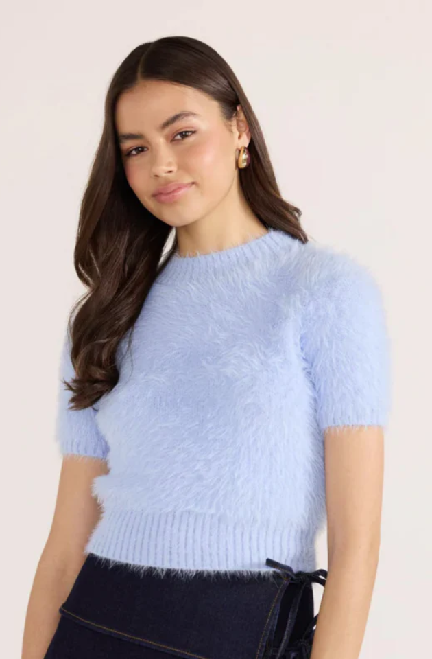 MINK PINK CLOVER FLUFFY KNIT TEE - BLUE - MG2502810