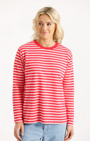 HOME-LEE L/S CHRIS TEE - BERRY STRIPE - HL287 04