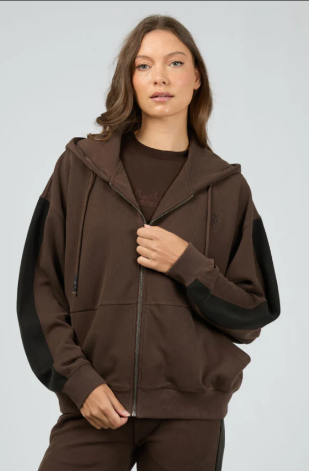 ALL ABOUT EVE LOUNGE ZIP HOOD - BROWN - 6458089.BRWN
