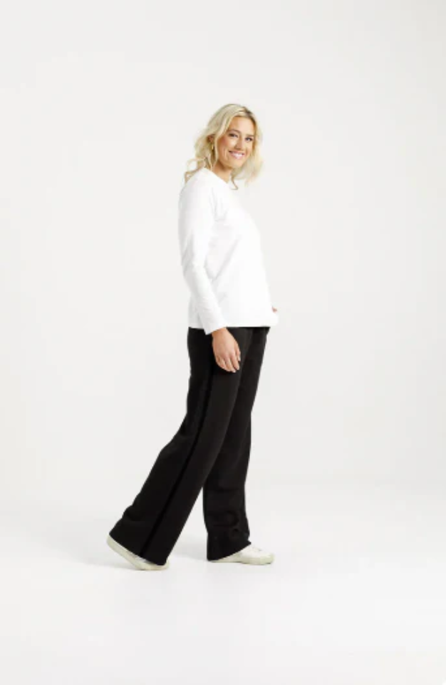 HOME-LEE ALPINE PALAZZO PANTS - BLACK/BLACK VELVET RIBBON - HL483 01