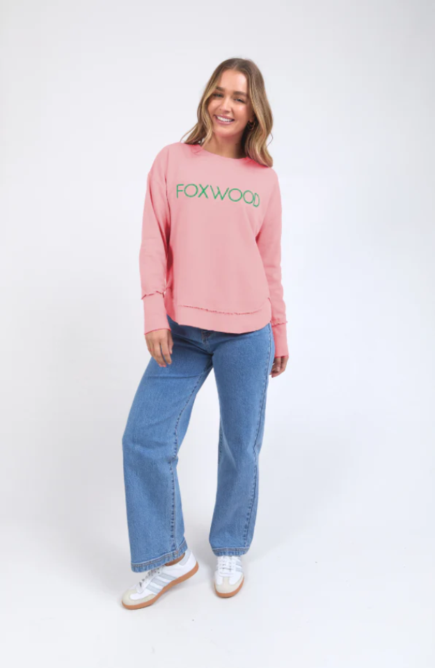 FOXWOOD SIMPLIFIED METALLIC CREW - PINK WITH EMERALD GREEN - 55X0215.PNK