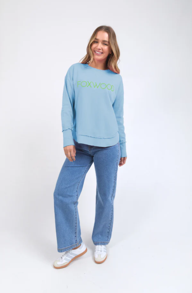 FOXWOOD SIMPLIFIED METALLIC CREW - LIGHT BLUE WITH LIME - 55X0215.LBU