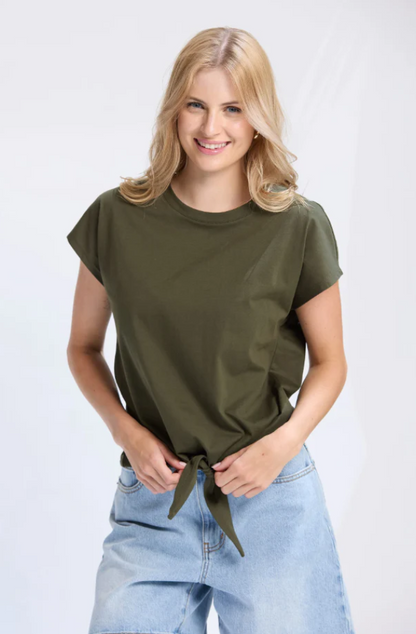 STELLA & GEMMA TOP KNOT TOP - ARMY - ES25SS362