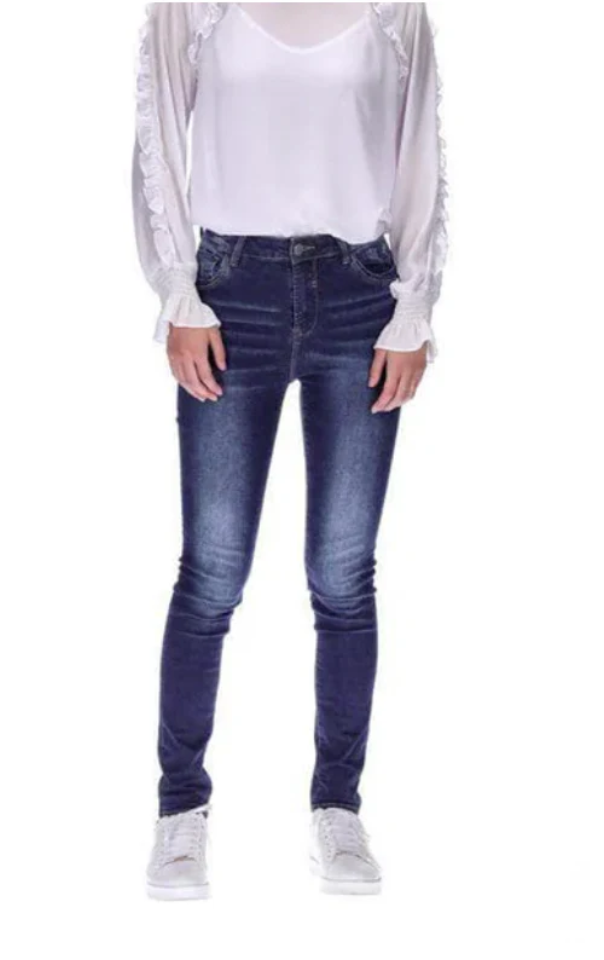 HONEY DENIM CORMAC HIGHWAISTED LONG JEAN - DARK BLUE -J203-6