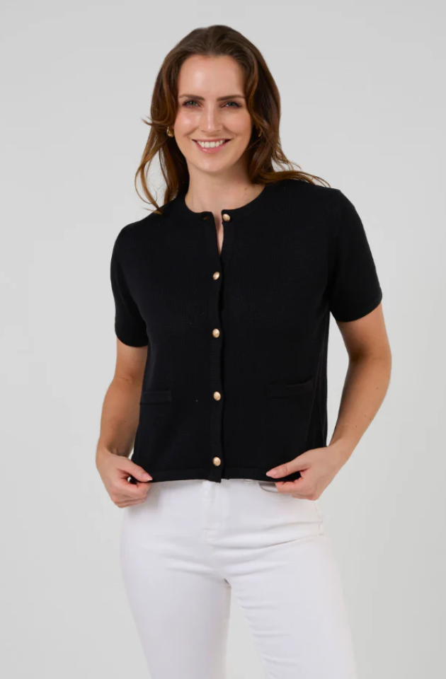 STELLA & GEMMA RUE CARDI - BLACK - SG25SS472