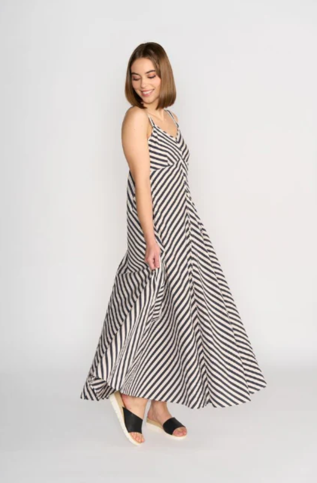 KNEWE GALA DRESS - BLACK/ECRU STRIPE - K1067