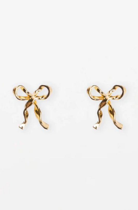 STELLA & GEMMA EARRING - GOLD RIBBON BOW - SGE8477