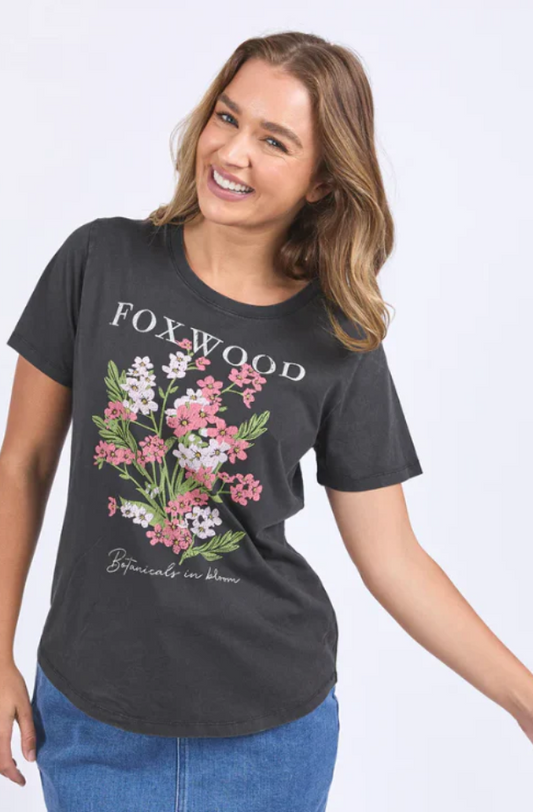 FOXWOOD FLOWERS TEE - WASHED BLACK - 5563012.WBLK