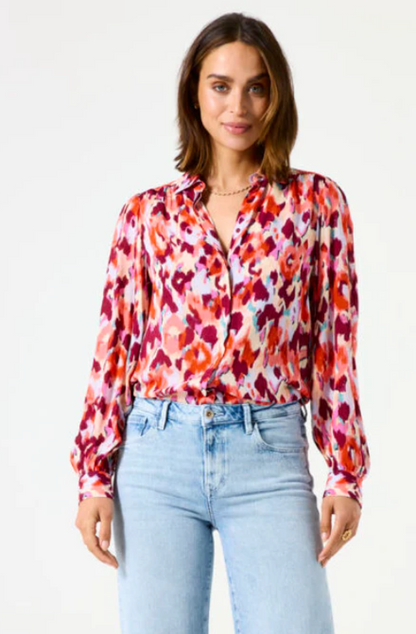 GARCIA PRINTED BLOUSE - TANGERINE RED - C50237-1345