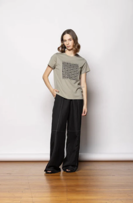 DRESSED NICE DAY T-SHIRT - SAGE/BLACK PRINT - SS25SSEX/3
