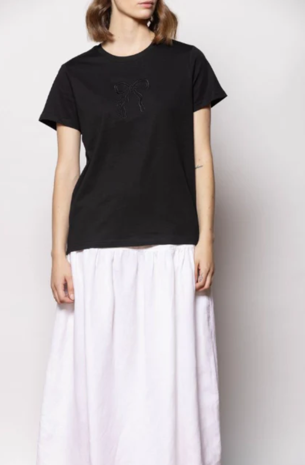 DRESSED BOW T-SHIRT - BLACK/BLACK EMB - SS2517EX/2