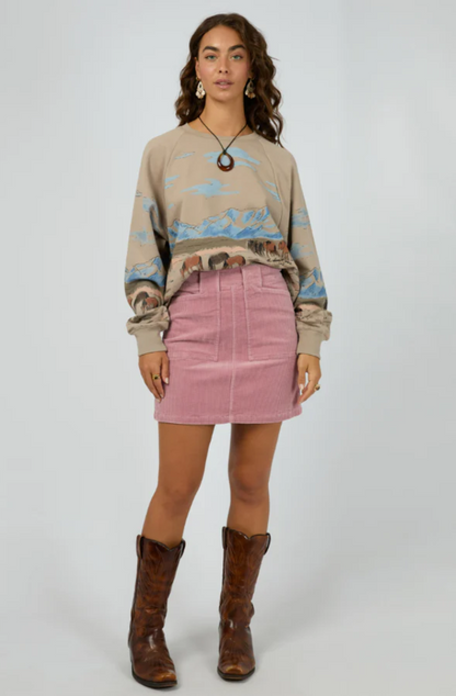 ALL ABOUT EVE BAILEY CORD SKIRT - QUARTZ