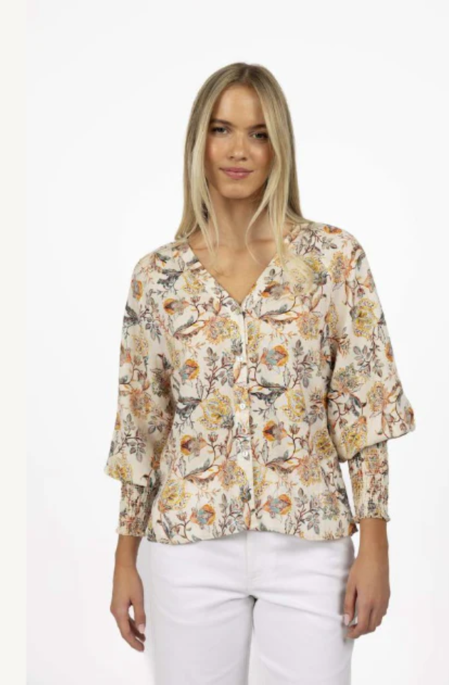 HUMIDITY LIFESTYLE FRANCES BLOUSE - KAFFIR PRINT - HS25231