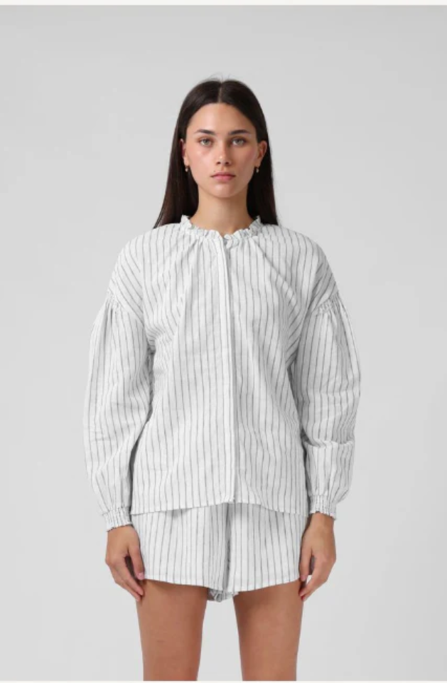 RPM MFG CLOTHING - OLIVE BLOUSE - WHITE STRIPE - 25P57B