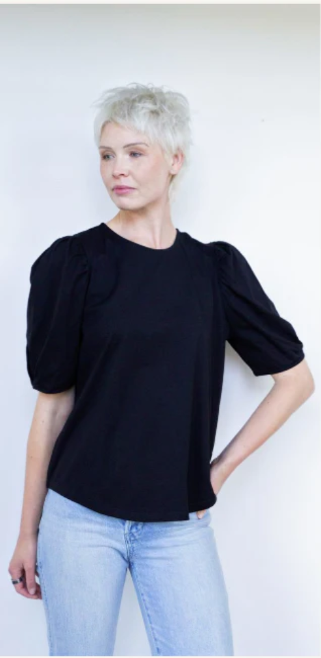 WHITE ON BLACK BUTTON BACK TOP - BLACK - PHS-2052