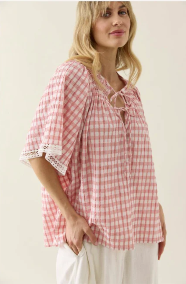 ISLE OF MINE ESTHER SHIRRED TOP - PINK - 4545306