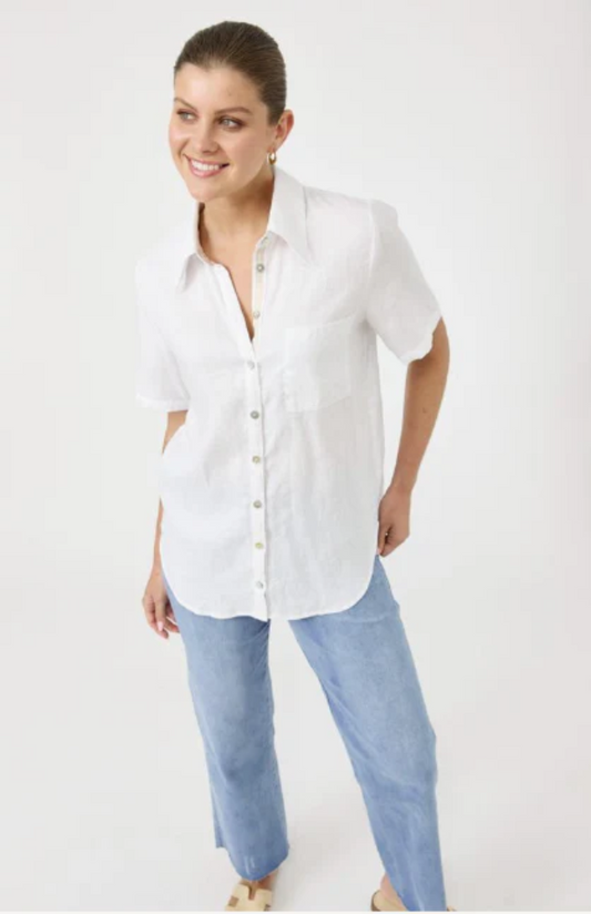 EB & IVE STUDIO SHORT SLEEVE SHIRT - WHITE - 2593201