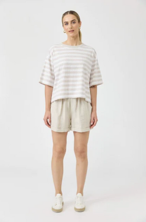 EB & IVE STUDIO STRIPE T-SHIRT - STONE - 2593602